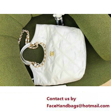 Chanel Maxi Nylon Shopping Tote Bag White 2023