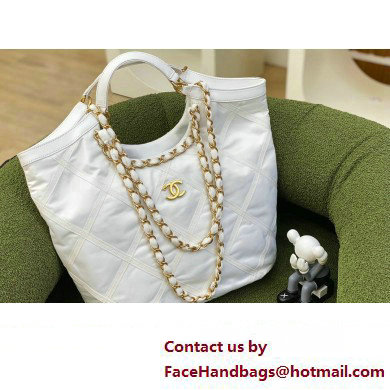 Chanel Maxi Nylon Shopping Tote Bag White 2023