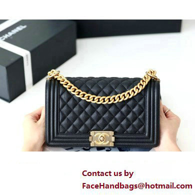 Chanel Medium Le Boy Bag In Caviar Leather black With Gold Hardware(Original Quality ) - Click Image to Close