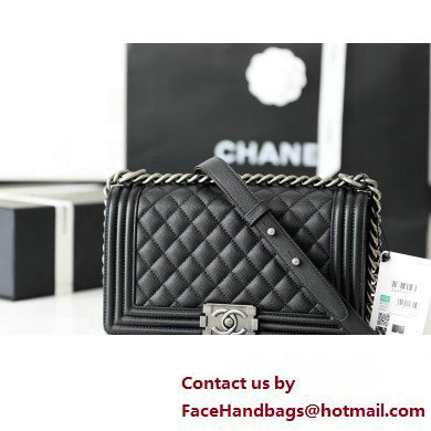 Chanel Medium Le Boy Bag In Caviar Leather black With silver Hardware(Original Quality )