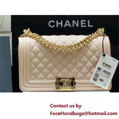 Chanel Medium Le Boy Bag In Caviar Leather pink With Gold Hardware(Original Quality )