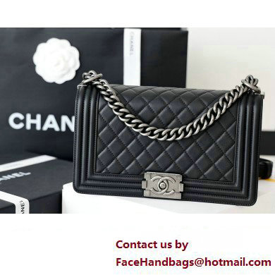 Chanel Medium Le Boy Bag In smooth Calfskin black With silver Hardware(Original Quality )