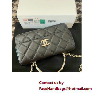 Chanel Mini Flap Bag with Flower Top Handle A96034 Black 2024