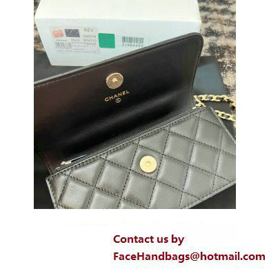 Chanel Mini Flap Bag with Flower Top Handle A96034 Black 2024