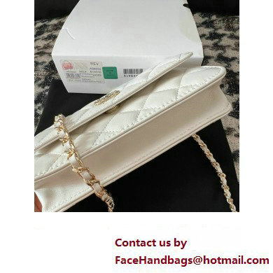 Chanel Mini Flap Bag with Flower Top Handle A96034 White 2024