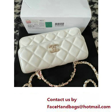 Chanel Mini Flap Bag with Flower Top Handle A96034 White 2024