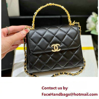 Chanel Mini Handle Clutch Bag with Chain AP2945 Black 2023 (ORIGINAL QUALITY) - Click Image to Close