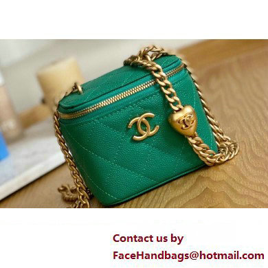 Chanel Mini Sweet Heart Vanity Case Bag 81246 in Grained Calfskin Green