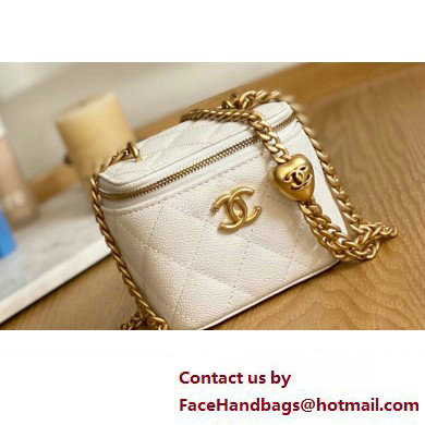 Chanel Mini Sweet Heart Vanity Case Bag 81246 in Grained Calfskin White - Click Image to Close