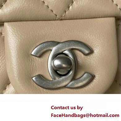 Chanel Pearl on Chain Classic Flap Bag AS1787 Beige/Silver 2023