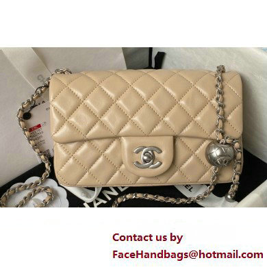 Chanel Pearl on Chain Classic Flap Bag AS1787 Beige/Silver 2023