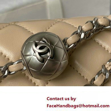 Chanel Pearl on Chain Classic Flap Bag AS1787 Beige/Silver 2023