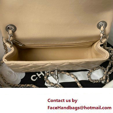 Chanel Pearl on Chain Classic Flap Bag AS1787 Beige/Silver 2023