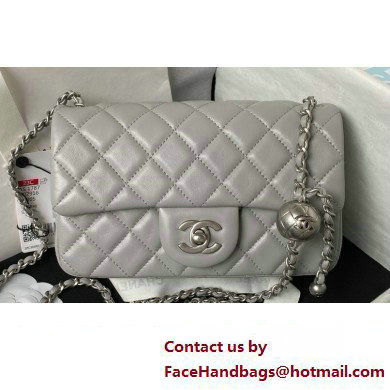 Chanel Pearl on Chain Classic Flap Bag AS1787 Gray/Silver 2023