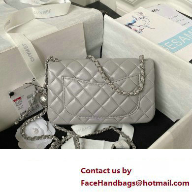 Chanel Pearl on Chain Classic Flap Bag AS1787 Gray/Silver 2023