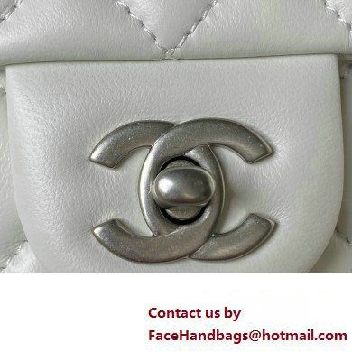 Chanel Pearl on Chain Classic Flap Bag AS1787 White/Silver 2023