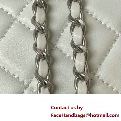 Chanel Pearl on Chain Classic Flap Bag AS1787 White/Silver 2023