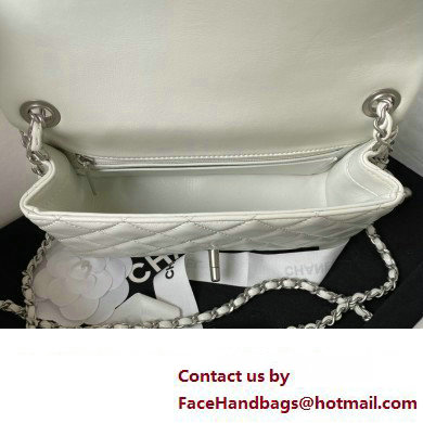 Chanel Pearl on Chain Classic Flap Bag AS1787 White/Silver 2023