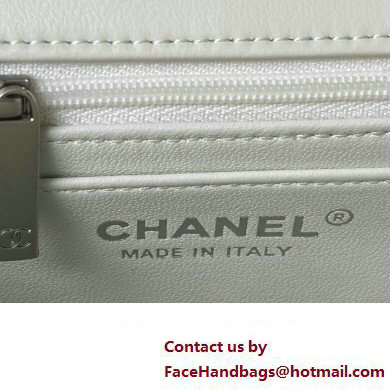 Chanel Pearl on Chain Classic Flap Bag AS1787 White/Silver 2023