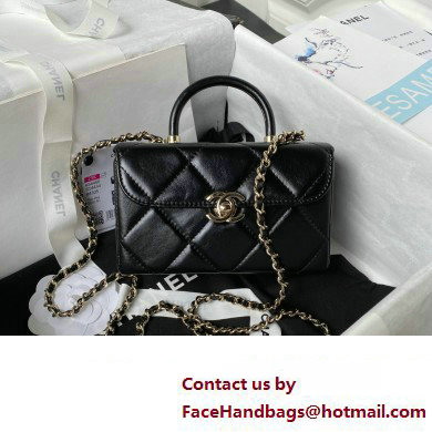 Chanel Quilted Shiny Calfskin Mini Box Bag AS4469 black 2023