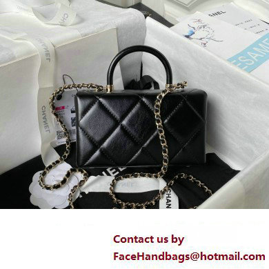 Chanel Quilted Shiny Calfskin Mini Box Bag AS4469 black 2023