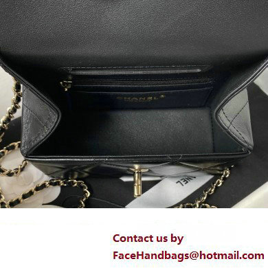 Chanel Quilted Shiny Calfskin Mini Box Bag AS4469 black 2023