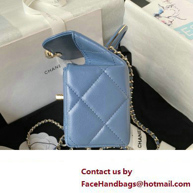 Chanel Quilted Shiny Calfskin Mini Box Bag AS4469 blue 2023