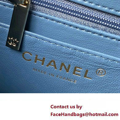 Chanel Quilted Shiny Calfskin Mini Box Bag AS4469 blue 2023