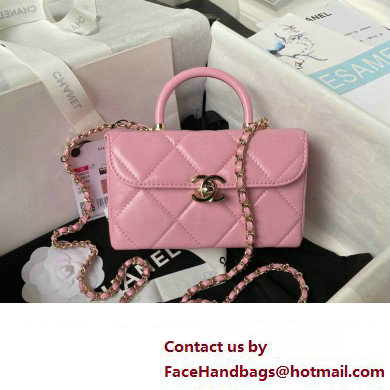 Chanel Quilted Shiny Calfskin Mini Box Bag AS4469 pink 2023