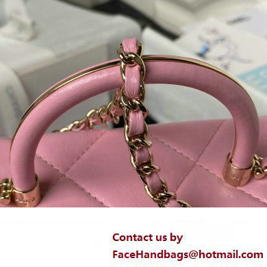 Chanel Quilted Shiny Calfskin Mini Box Bag AS4469 pink 2023