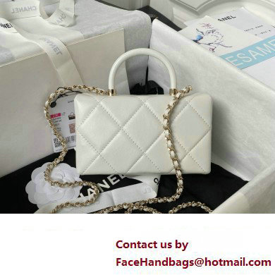 Chanel Quilted Shiny Calfskin Mini Box Bag AS4469 white 2023