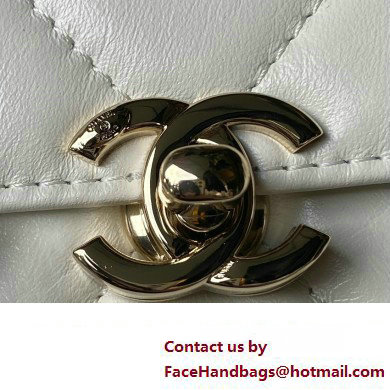 Chanel Quilted Shiny Calfskin Mini Box Bag AS4469 white 2023