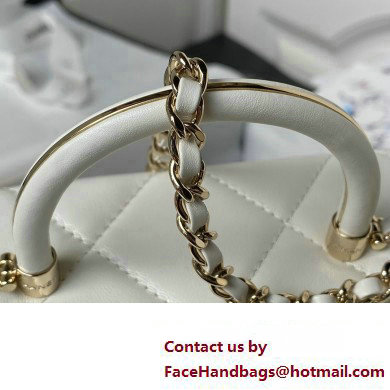 Chanel Quilted Shiny Calfskin Mini Box Bag AS4469 white 2023