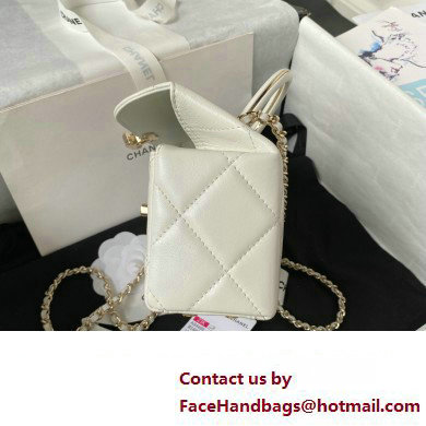 Chanel Quilted Shiny Calfskin Mini Box Bag AS4469 white 2023