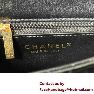 Chanel Shearling Small Flap Bag with Top Handle AS3498 Black 2024