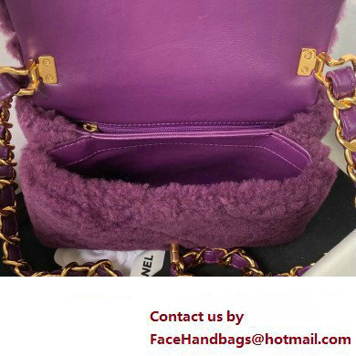 Chanel Shearling Small Flap Bag with Top Handle AS3498 Purple 2024