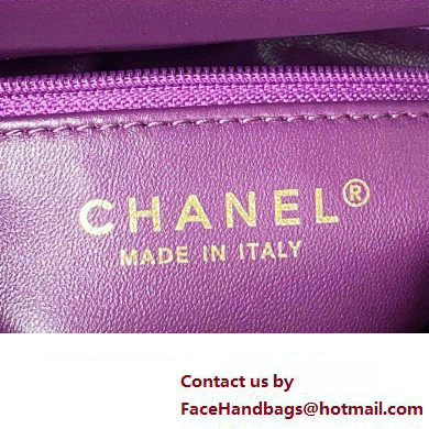 Chanel Shearling Small Flap Bag with Top Handle AS3498 Purple 2024