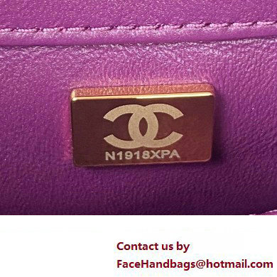 Chanel Shearling Small Flap Bag with Top Handle AS3498 Purple 2024