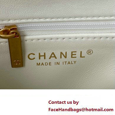 Chanel Shearling Small Flap Bag with Top Handle AS3498 White 2024