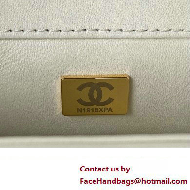 Chanel Shearling Small Flap Bag with Top Handle AS3498 White 2024