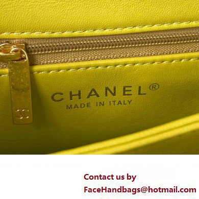 Chanel Shearling Small Flap Bag with Top Handle AS3498 Yellow 2024