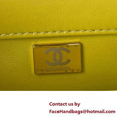 Chanel Shearling Small Flap Bag with Top Handle AS3498 Yellow 2024