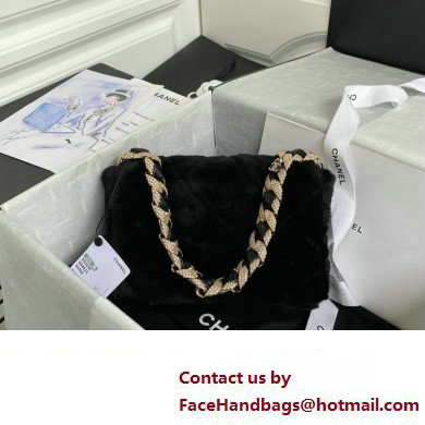 Chanel Shearling and Crystal Flap Bag AS2240 Black 2023