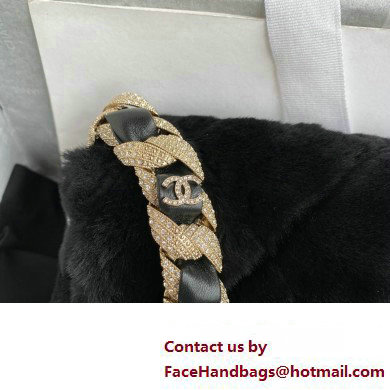 Chanel Shearling and Crystal Flap Bag AS2240 Black 2023