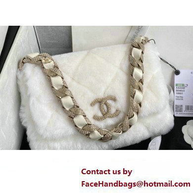 Chanel Shearling and Crystal Flap Bag AS2240 White 2023