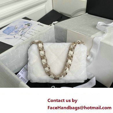 Chanel Shearling and Crystal Flap Bag AS2240 White 2023