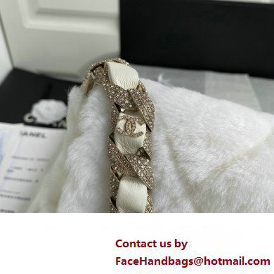 Chanel Shearling and Crystal Flap Bag AS2240 White 2023