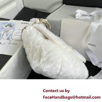 Chanel Shearling and Crystal Flap Bag AS2240 White 2023