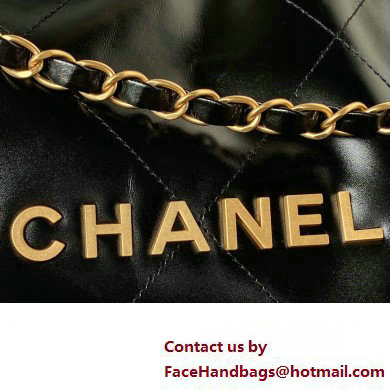 Chanel Shiny Calfskin CHANEL 22 East West Shopping Bag AS4486 Black/Gold 2023