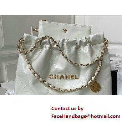 Chanel Shiny Calfskin CHANEL 22 East West Shopping Bag AS4486 White 2023